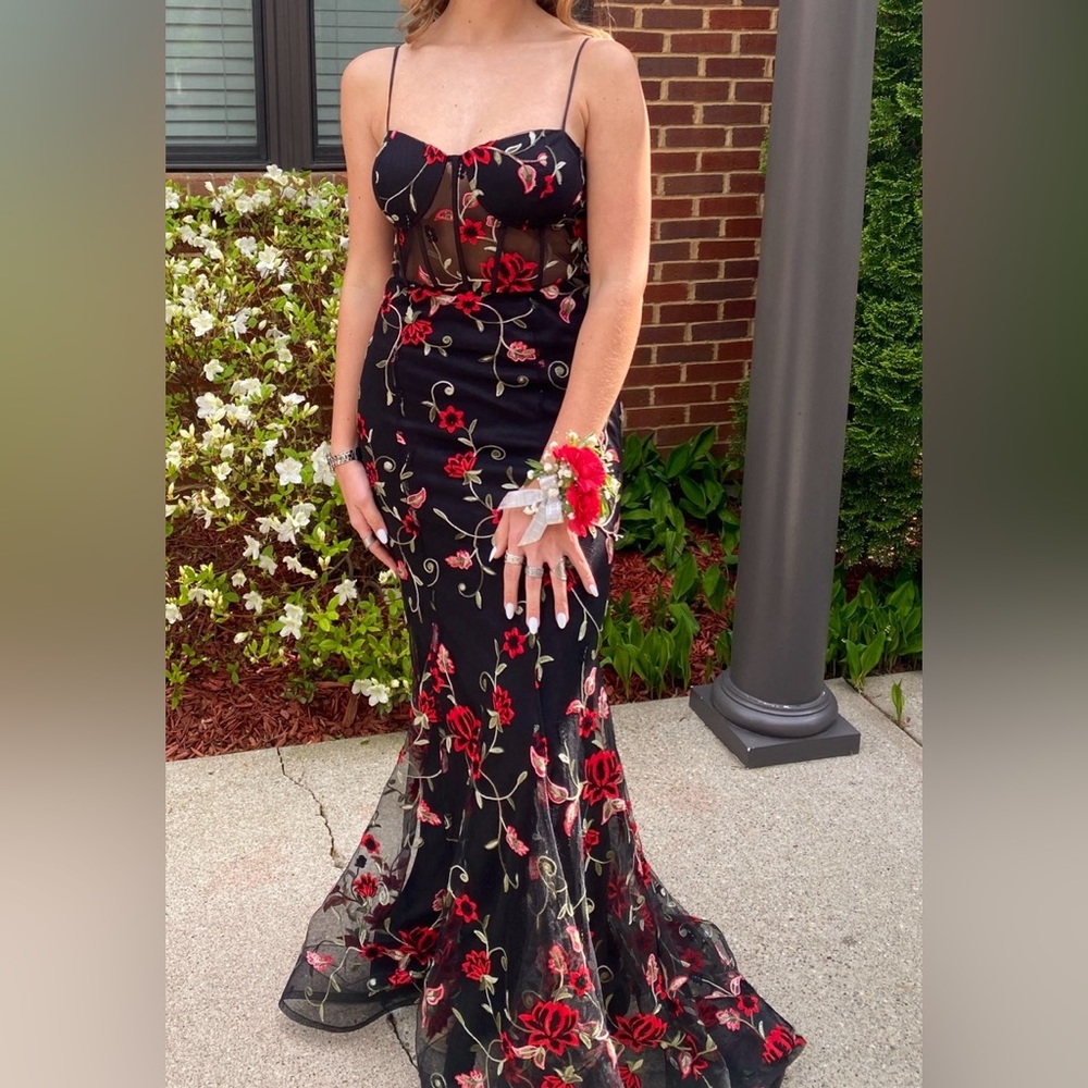 Black Floral Prom Dress